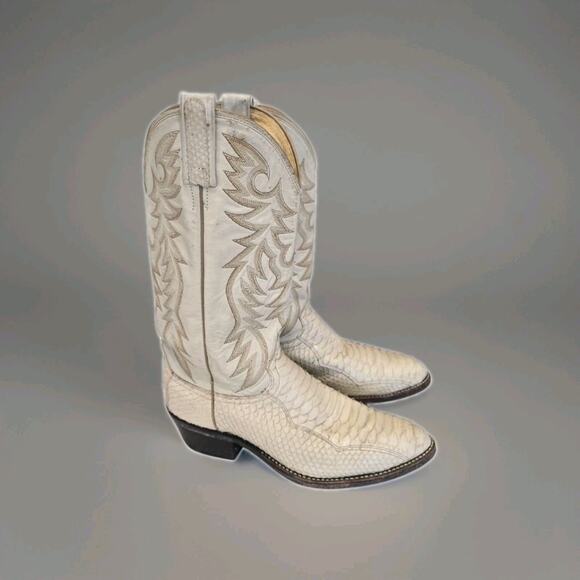 Dan Post Other - Vtg Dan Post Manning White Python Snakeskin Cowboy Boots Mens 9.5 D USA 1989